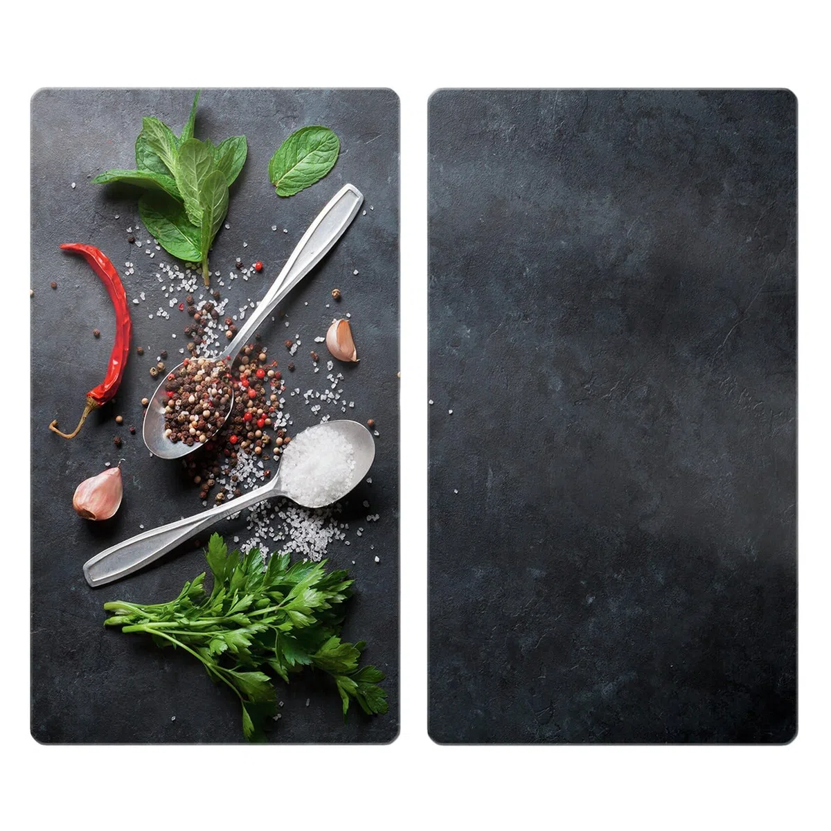 Allstar Placas cobertoras de vidrio universales Albahaca 2 pzas - juego de dos piezas, cubiertas para cocinas de vitrocerámica, Vidrio endurecido, 30 x 0.8 x 52 cm, Multicolor