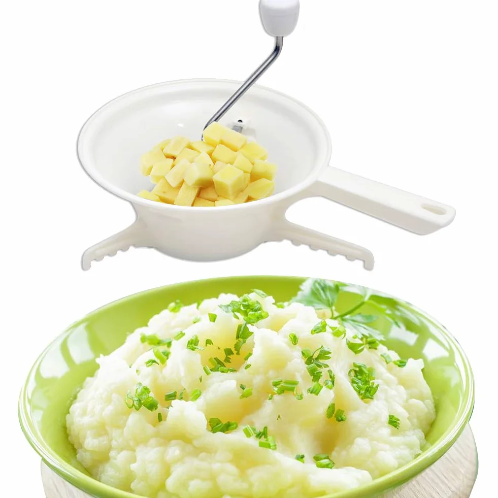 Batidora Batidora Manual para Alimentos, Molino de Alimentos de Acero Inoxidable con 3 Discos de Molienda, Molino Giratorio para Alimentos para Salsa de Tomate, puré de Manzana