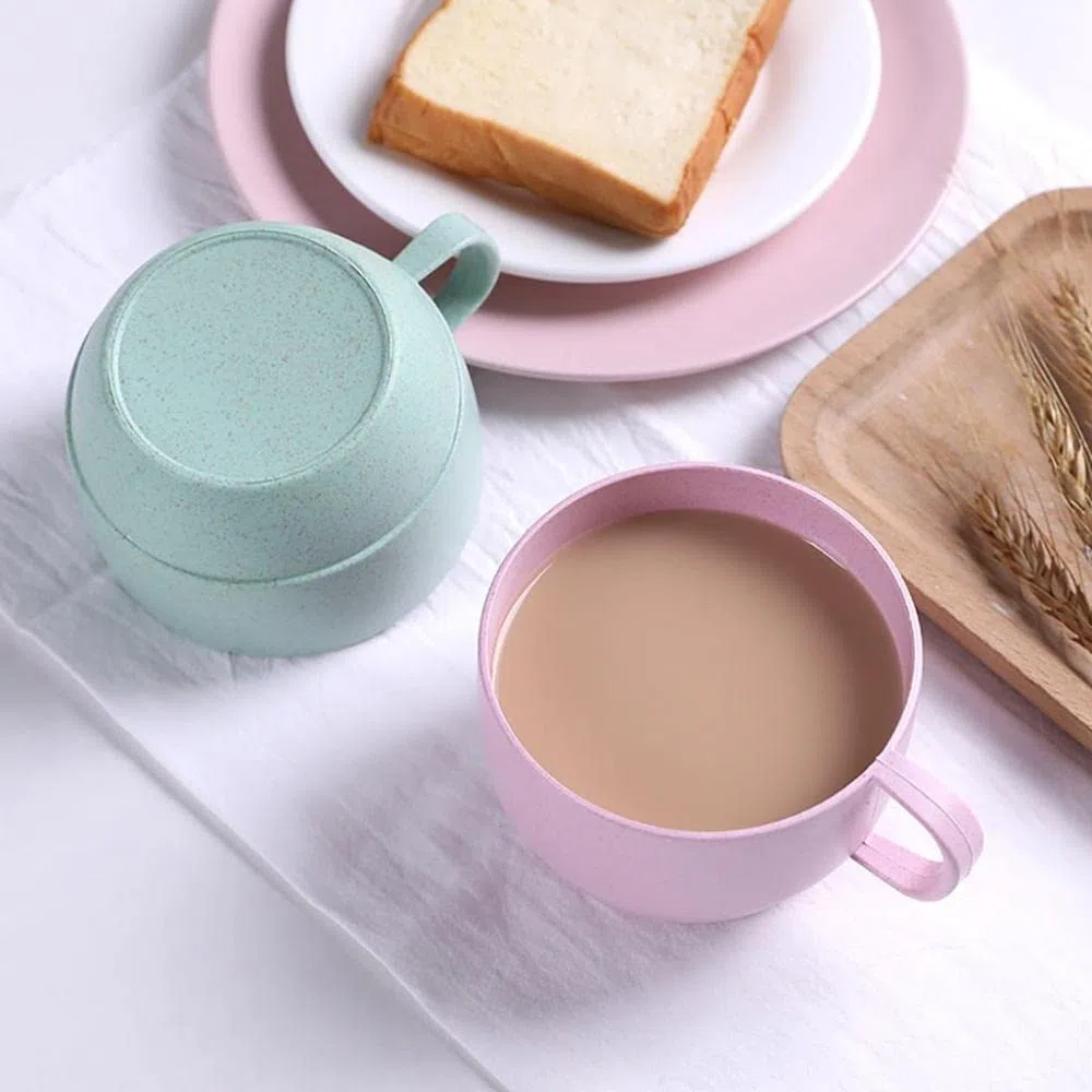 Taza de leche ligera de estilo europeo, boca ancha, taza de desayuno simple taza de beber de fondo plano (color: rosa)