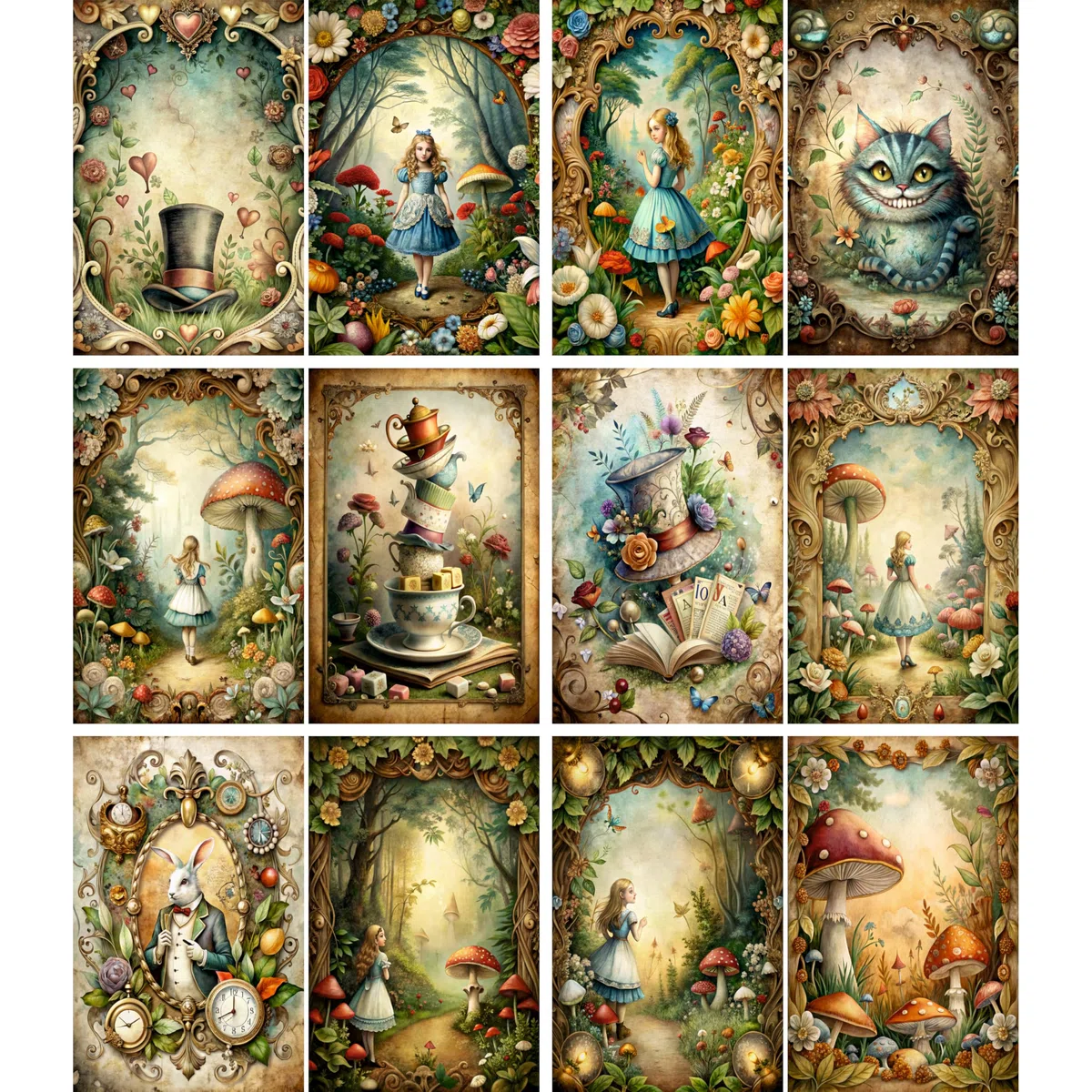 Alice n Friends - Papel de arroz, 20,3 x 26,7 cm (A4), 6 piezas, 6 diseños únicos, diseños versátiles de decoupage para proyectos de arte y manualidades CRAFT KREATIVELY