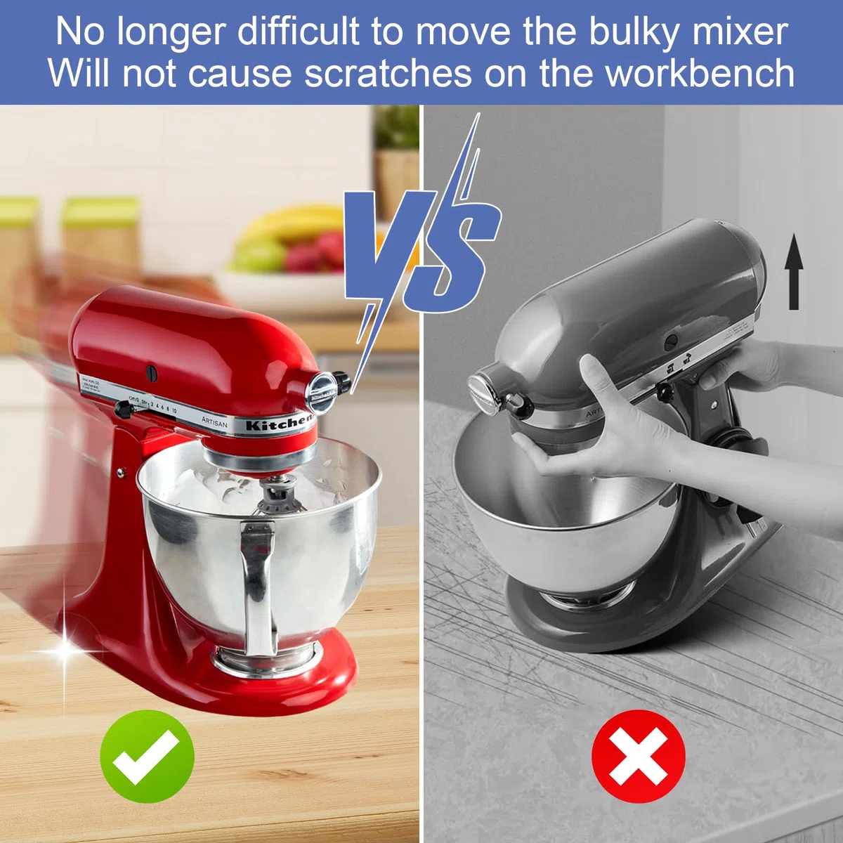 Alfombrilla Deslizante Compatible con Batidora KitchenAid 4.5-5 Qt, Alfombrilla para Tabla Deslizamiento Acrílico Cocina, Alfombrilla Deslizante para Accesorios de Procesadores de Alimentos