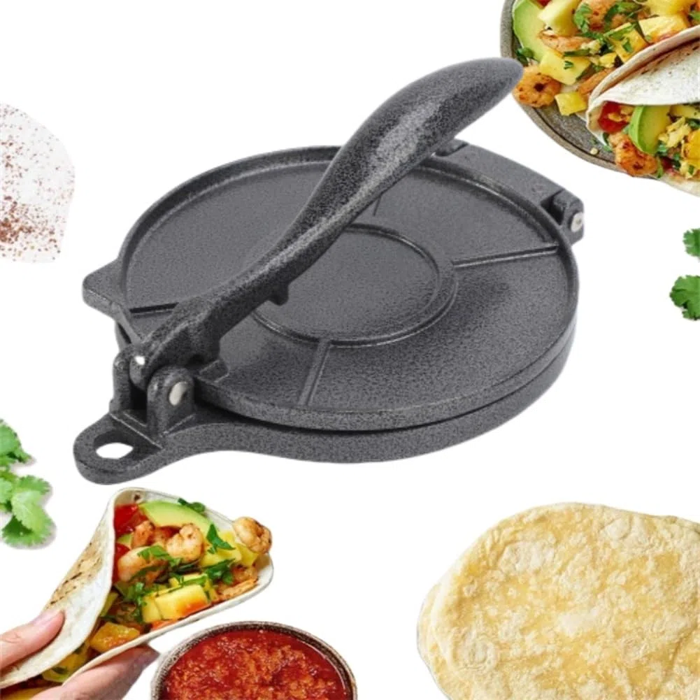 Genérico Prensa de Tortillas, 20cm/16cm, Aluminio Negro, Multifunción, Versátil