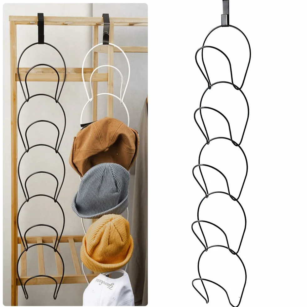 Willoo Soporte Almacenamiento Sombrero, Colgador Sombreros Metal, Colgador Sombreros, Gorra De Béisbol Ganchos Colgar, para Puerta, Armario, Pared, Baño (Negro)