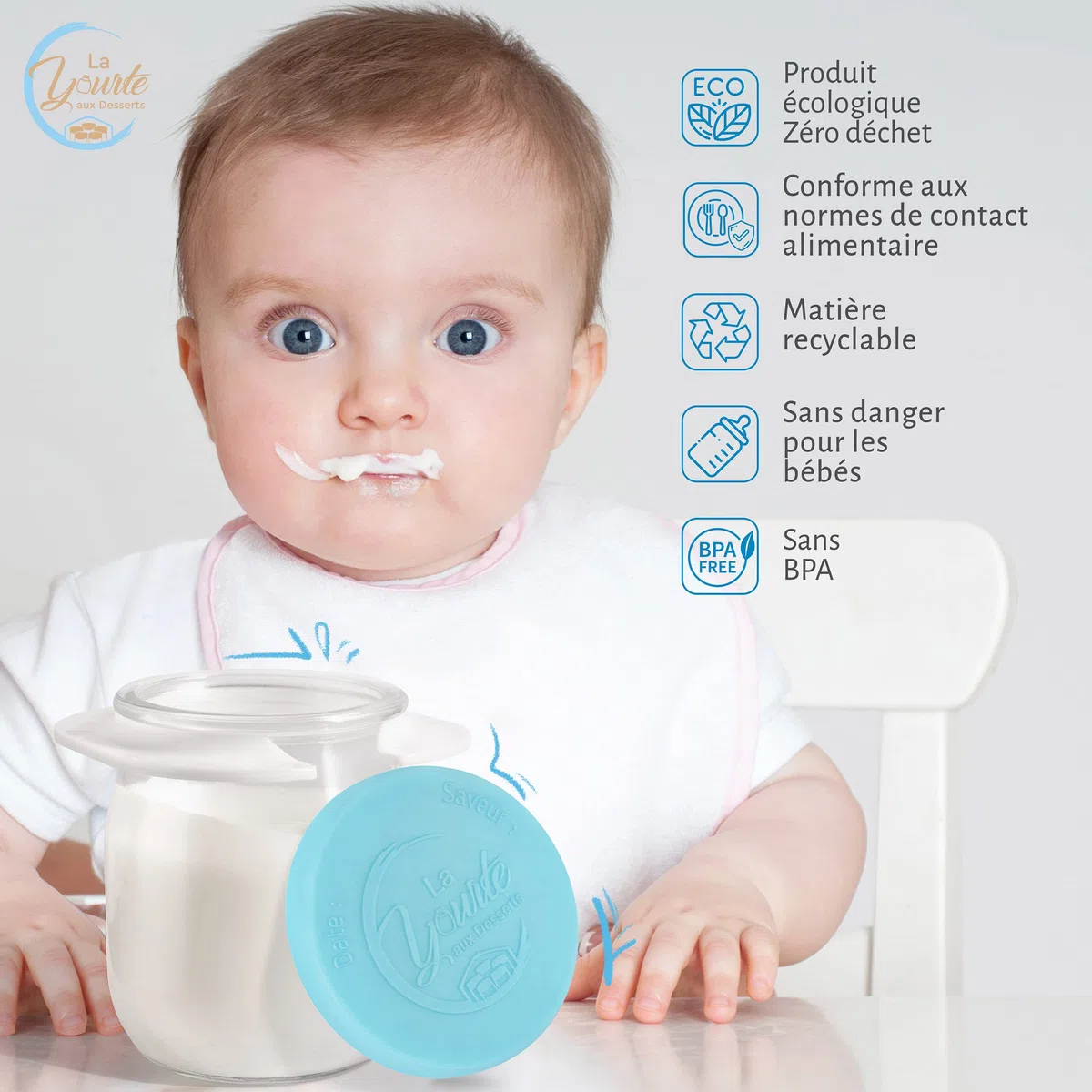 12 adaptadores para compatibilizar Sus tarros de Yogur de Cristal con la yogurtera SEB MULTIDELICES + 18 Tapas herméticas | Fieltro Gratuito
