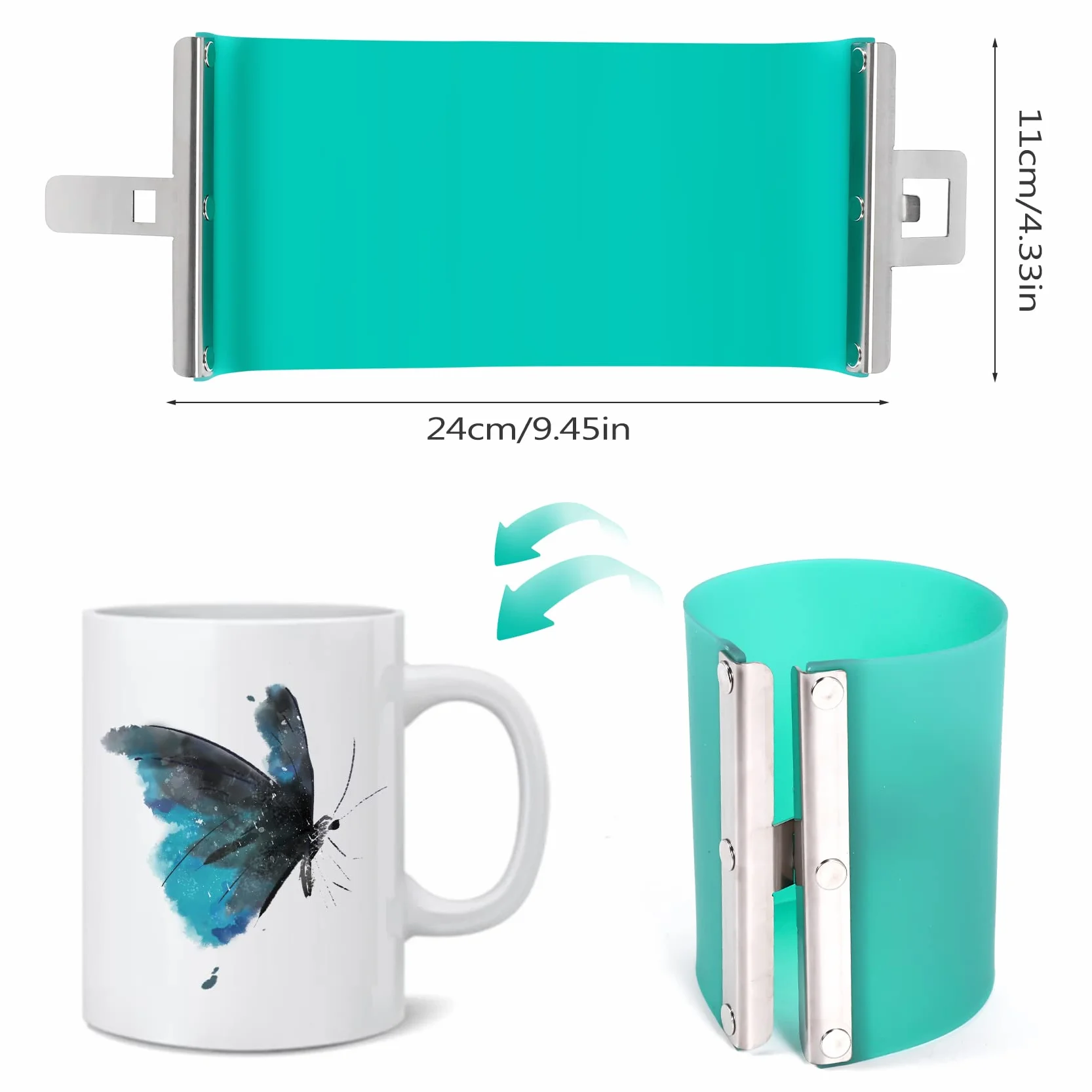 Juego de 4 vasos de silicona para sublimación de 11 oz, envolturas para sublimación en horno 3D de silicona para sublimación