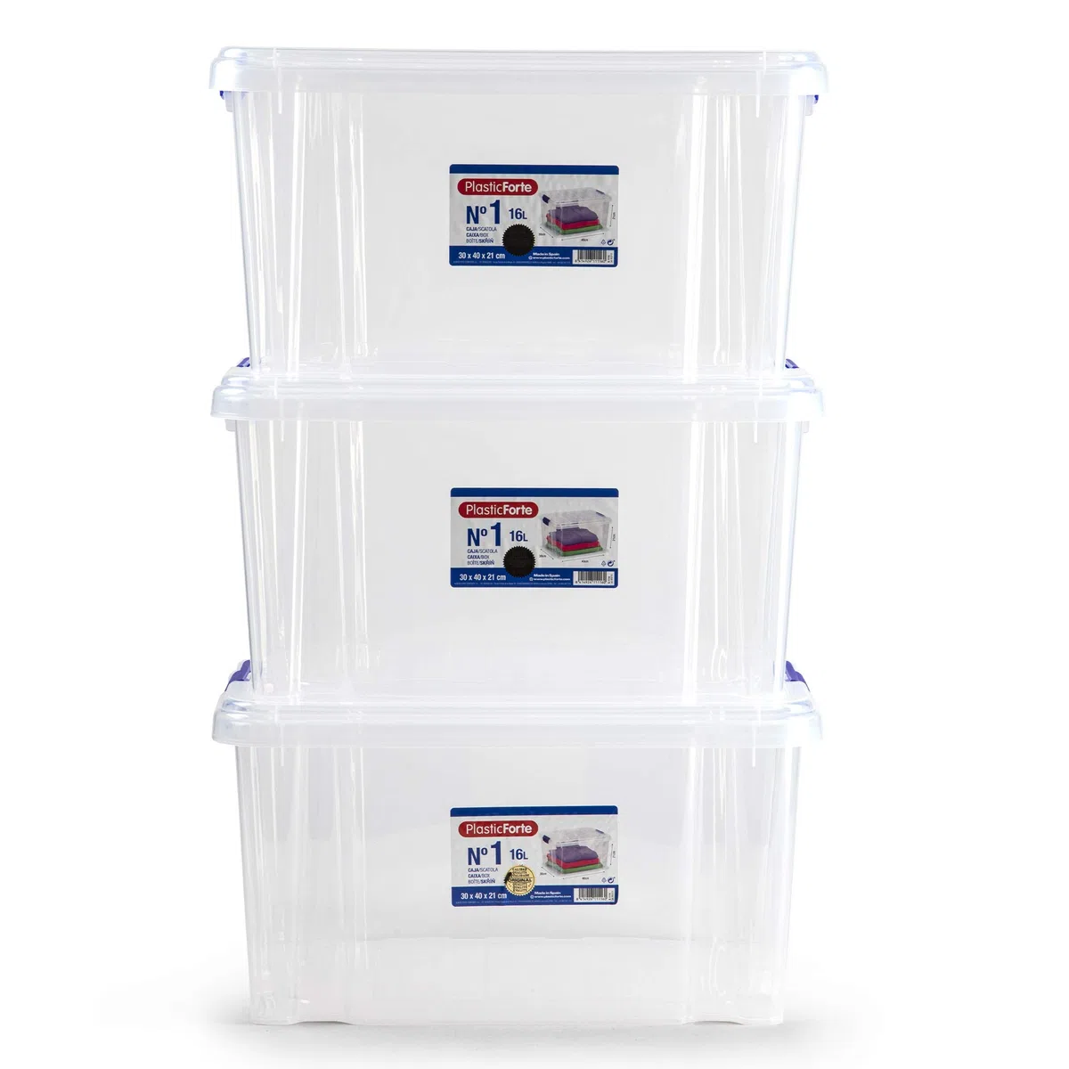 Plastic Forte Pack 3 Caja Nº 1 Pack 3 Cajas, 16 litros