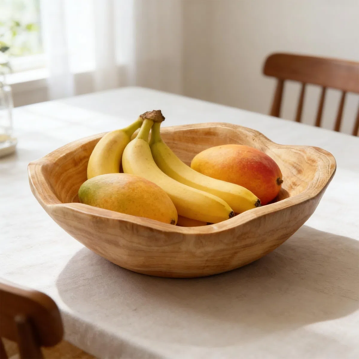 GOMETY Frutero de madera natural, ensaladera de madera, cuenco decorativo hecho a mano, irregular, fruta creativa, cuenco para servir aperitivos para frutas, ensaladas, llaves, decoración (20-24 cm)