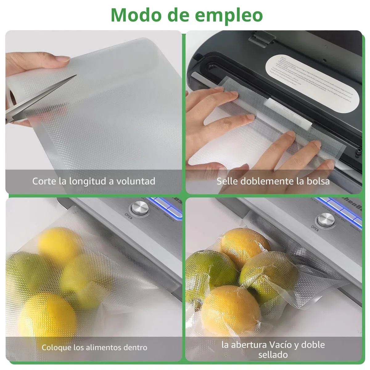 KitchenBoss Rollos Envasadora al Vacio Bolsas Envasar al Vacio Alimentos：Bolsas Vacio Alimentos Bolsas de Envasar Al Vacio para Sous Vide 8 Rollen 15x2/20x2/28x4/x300CM sin BPA