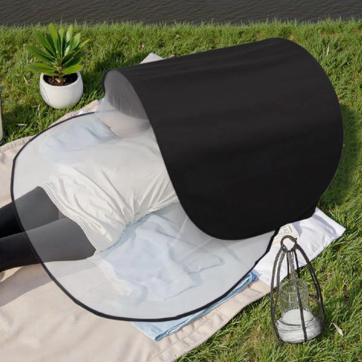 Toldo de cabeza para cama, tienda de campaña para dormir con bloqueo de luz, plegable y transpirable, ayuda a dormir para viajar, sueño ininterrumpido, relajación, ligero, 46.06 x 32.28 x 22.44