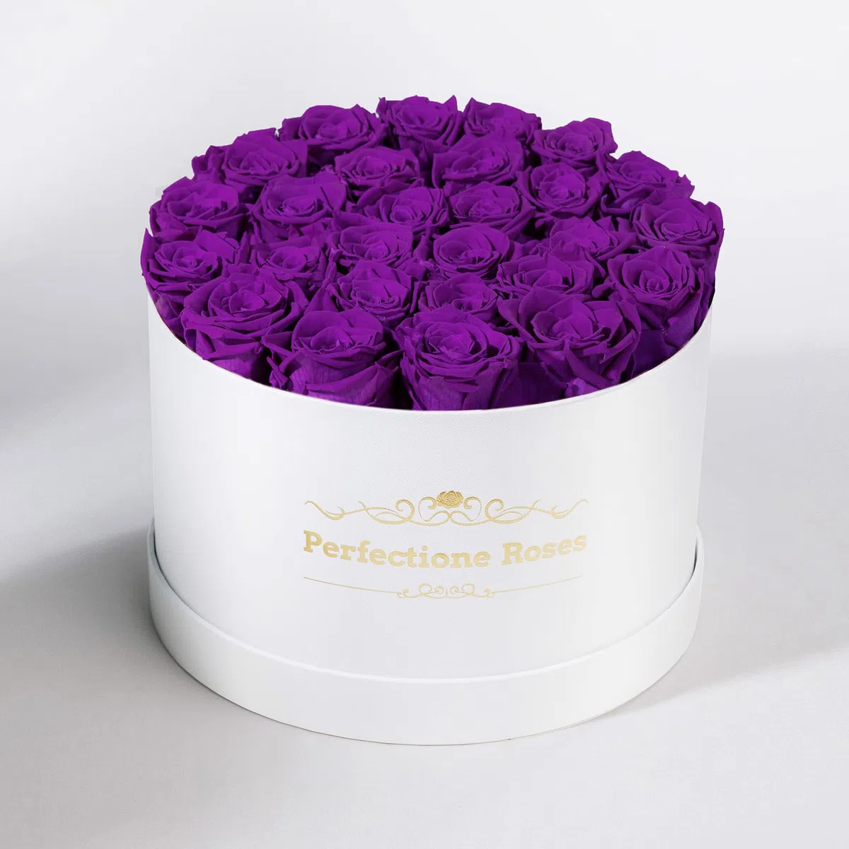 Perfectione Roses Forever - Rosas reales en una caja, rosa preservada que dura hasta 3 años, flores para entrega, regalo de cumpleaños, día de San Valentín para ella, flor del día de la madre (morado)
