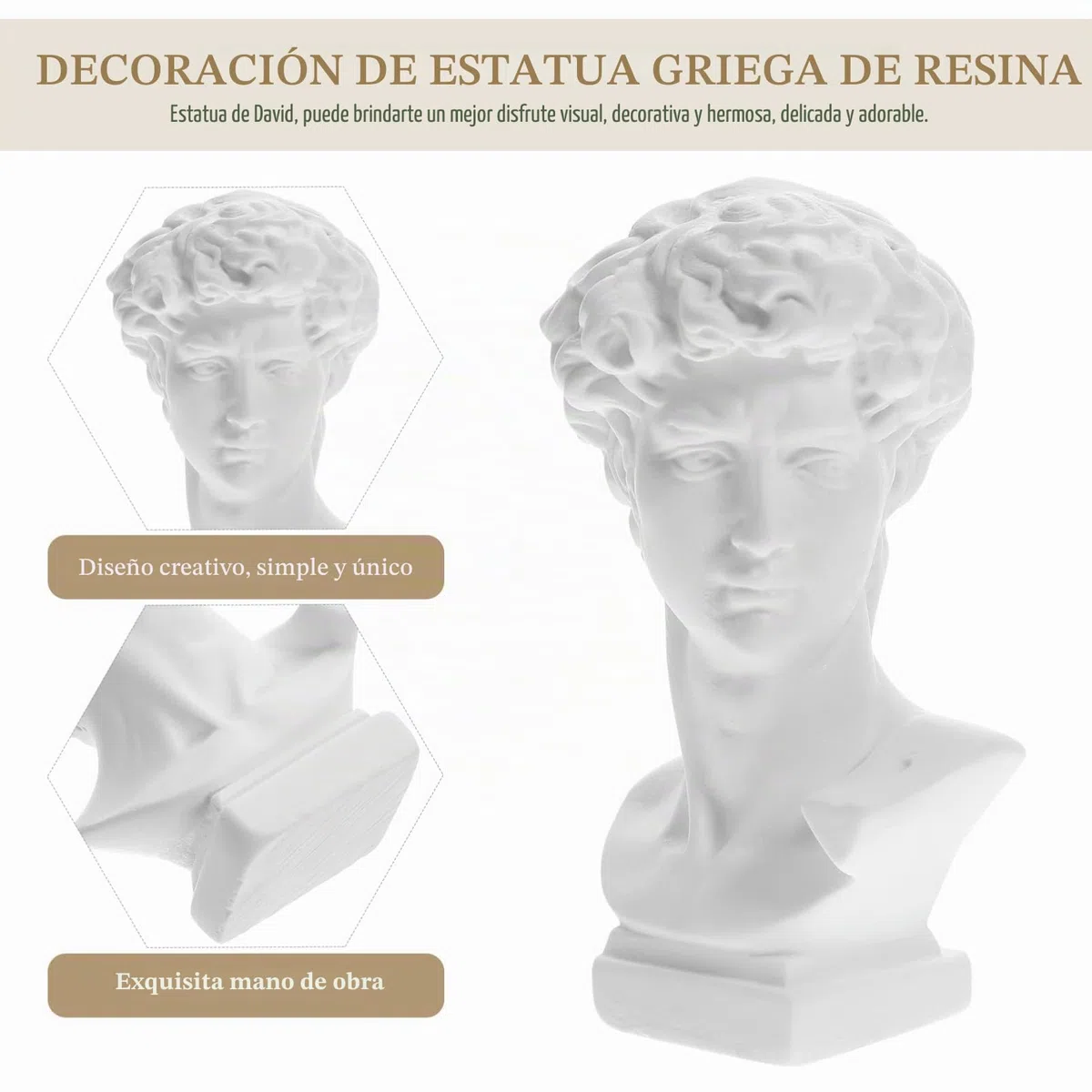 HOMSFOU 1 Set Greek David Bust Estatuas Roman Pillar Column Estatuas de resina Estatuas Base Pedestal Stand Mini Mitología Griega Escultura Griega Decoración Para La Mesa De Boda