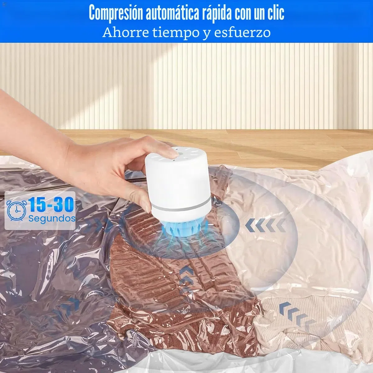 Bolsas de Vacío Ropa 12 Piezas 6L 80x60cm, 6S 60x40cm, con Bomba Eléctrica Portátil, Bolsas de Almacenaje al Vacío, Ahorra Espacio para Guardar Ropa, Edredones, Almohadas, Mantas