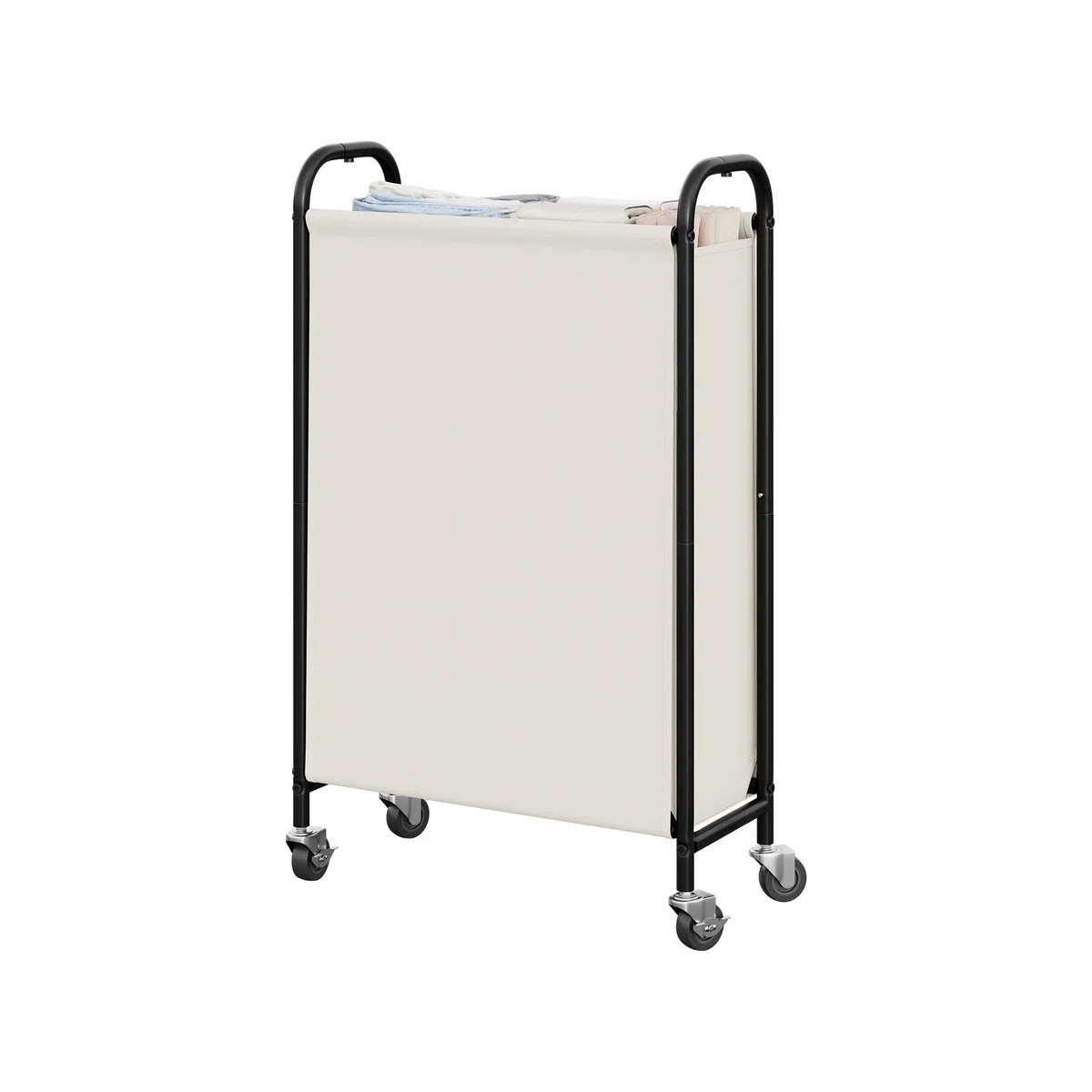 GRANNY SAYS Cesto de la Ropa de 80 Litros con Ruedas, Organizador Estrecho para Armario, Lavadero o Baño, Beige