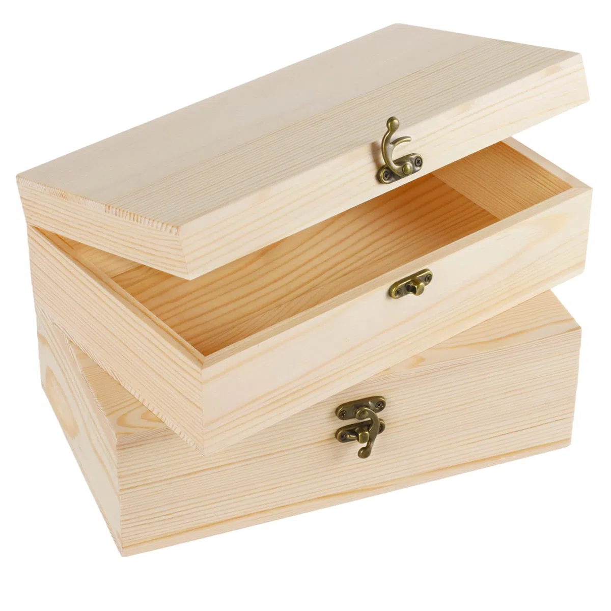 2 pcs Caja de madera con tapa 25 x 15 x 8 cm Caja de madera pequeña, cajas de recuerdos para bricolaje, decoración y almacenamiento