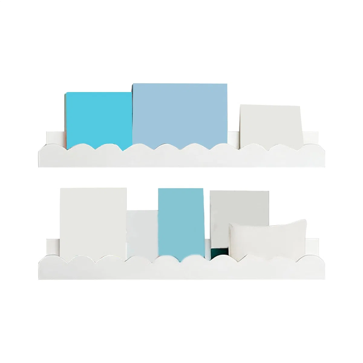 Estanterías Flotantes,2 Piezas Decoración De Almacenamiento De Pared con Diseño Ondulado | Estante Flotante para Libros de Madera - para Dormitorio Baño Habitación Infantil Sala De Juegos
