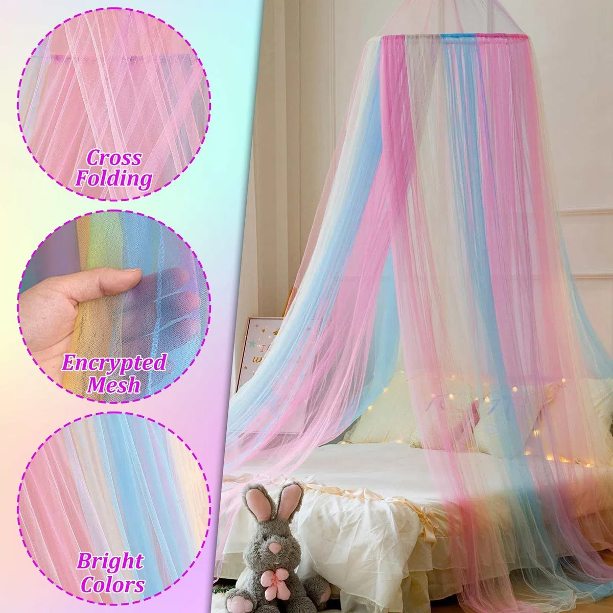 Mosquitera Cama,Mosquitera para Cama,Dosel Cama Niña 60x250x1250cm,Mosquito Net para en Casa Interior al Aire Libre