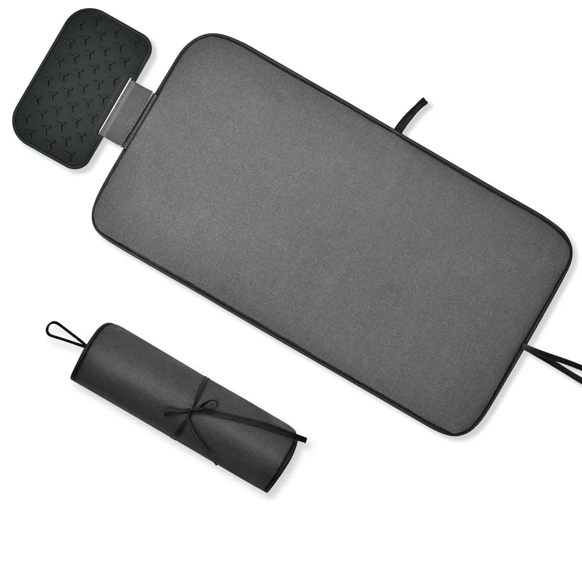 KINGRACK Alfombrilla de Planchado, Alfombra de Planchar para Plancha de Vapor, Alfombrilla de Planchado para Mesa, 79 x 42 cm,Negro
