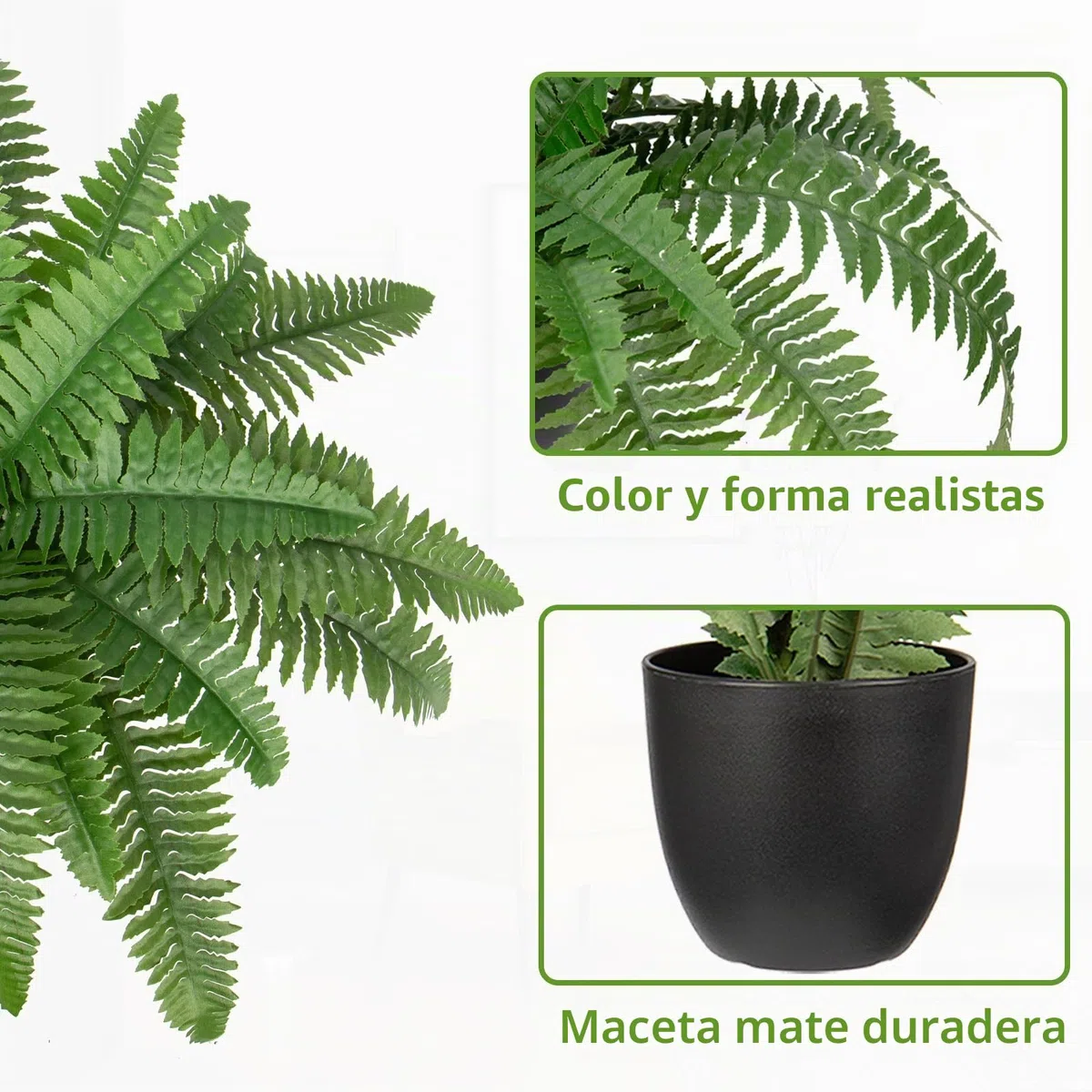 Hollyone Planta artificial en maceta de helecho Boston de 19.7 pulgadas, arbustos de helecho falsos en maceta para interiores y exteriores, helechos Boston sintéticos para decoración del hogar, jardín