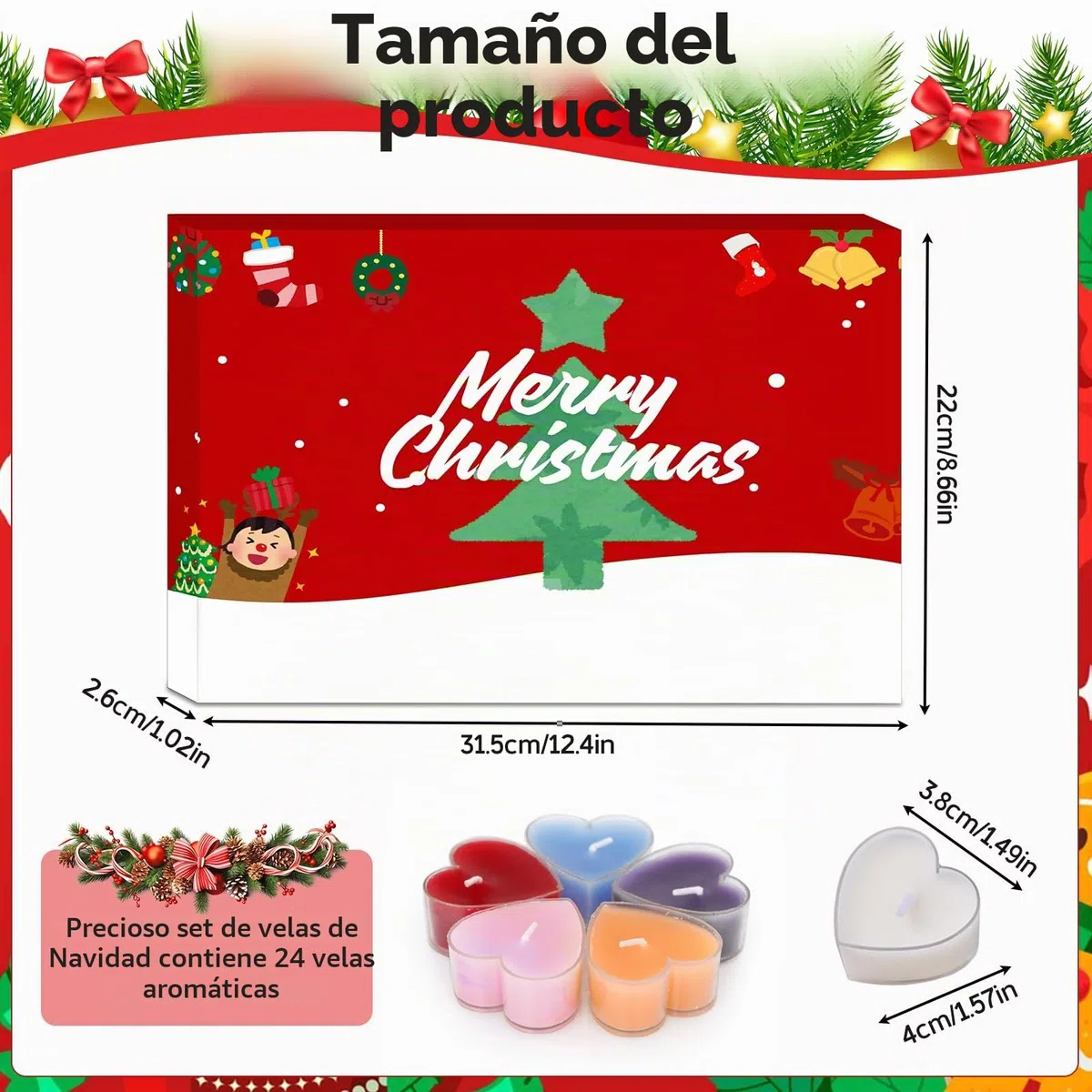 Velas perfumadas calendario de adviento 2025, calendario adviento velas con 24 velas perfumadas diferentes, Mujeres Velas Perfumadas, regalo calendario de Navidad para madres, hijas, hermanas