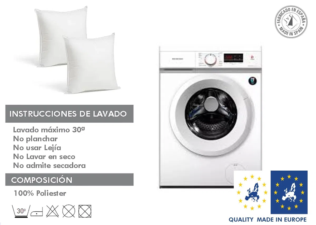 JVR | 2 Rellenos de cojin 50x60 para Cojines Decorativos de sofá y Cama – Pack 2 Rellenos cojin Tamaño 50x60 Suaves y mullidos para renovar Fundas de cojín y Dar más Confort
