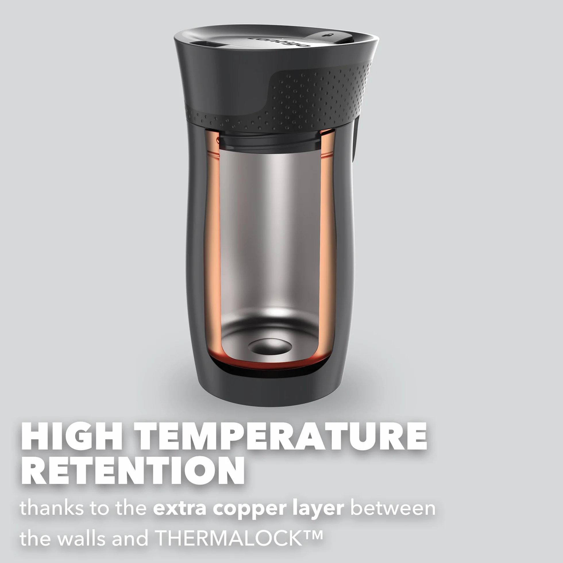 Contigo West Loop Mini Autoseal | Taza Térmica de Acero Inoxidable | Frasco de vacío | Vaso a prueba de fugas | Taza de café para llevar con tapa fácil de limpiar sin BPA | Licorice | 300 ml