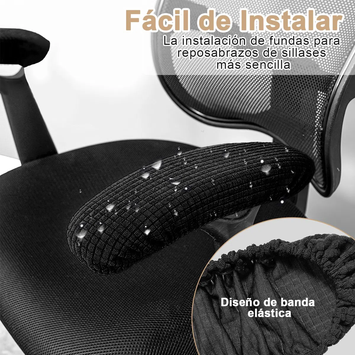 ZOCONE Ajustable Funda Silla Oficina con Fundas para Brazos Elástica Universal Funda Silla Escritorio con Cremallera y Correas Elásticas, para Proteger contra el Polvo y Protección (Negro)