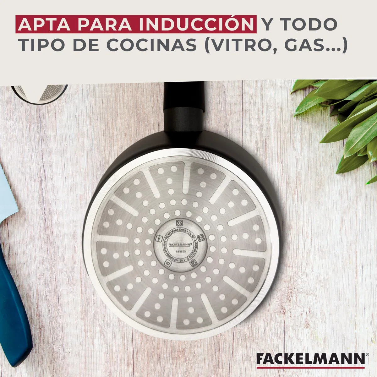 Fackelmann Soft Cazo Antiadherente 16 cm, Aluminio Forjado, Revestimiento Cerámico Greblon Libre de PFA, Apta para Inducción, Vitro, Gas y Horno, Mango Soft Touch Resistente al Calor, 1 ud.