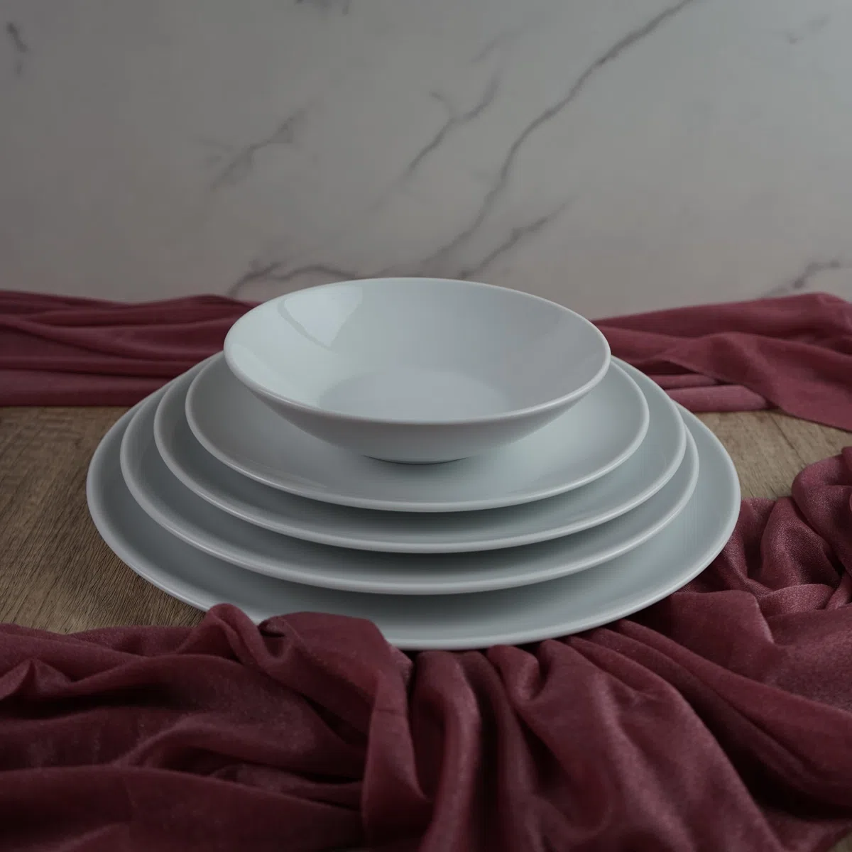 summa Pack de 6 platos llanos coupe blancos - 15cm - Colección Alba - Platos de Porcelana de altas prestaciones - Diseño elegante - Uso en casa y restaurantes