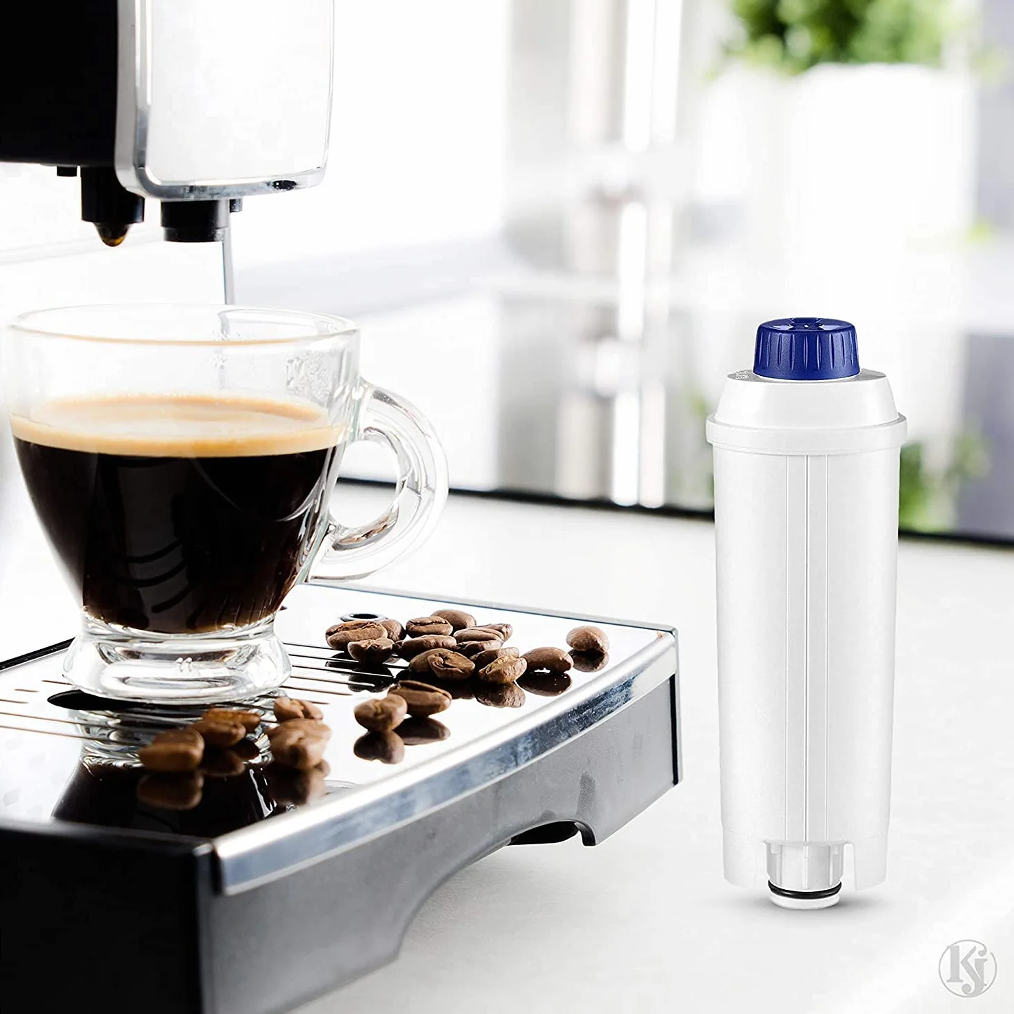 2 Piezas Filtro de Agua Cafetera para Compatible con ECAM, ESAM, ETAM, BCO Serie Filtro de Cafetera de Carbón Activado para DLS C002