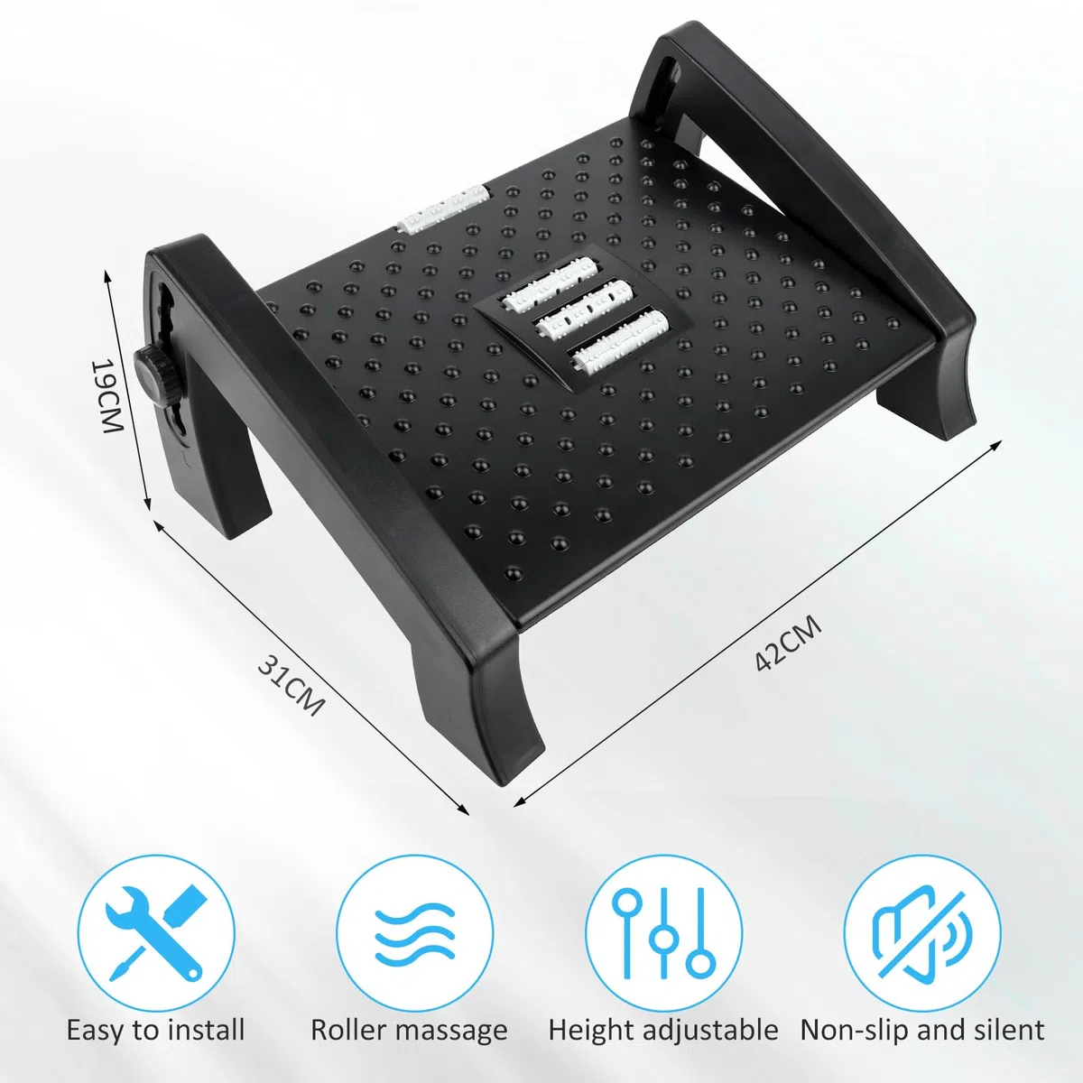 VFANDV Reposapies de Oficina, Reposa pies Reposa pies Reposapies Escritorio Reposapiés Ajustable en 6 Niveles, Reposapiés Ergonómico para Oficina, Hogar, Viajes, Negro