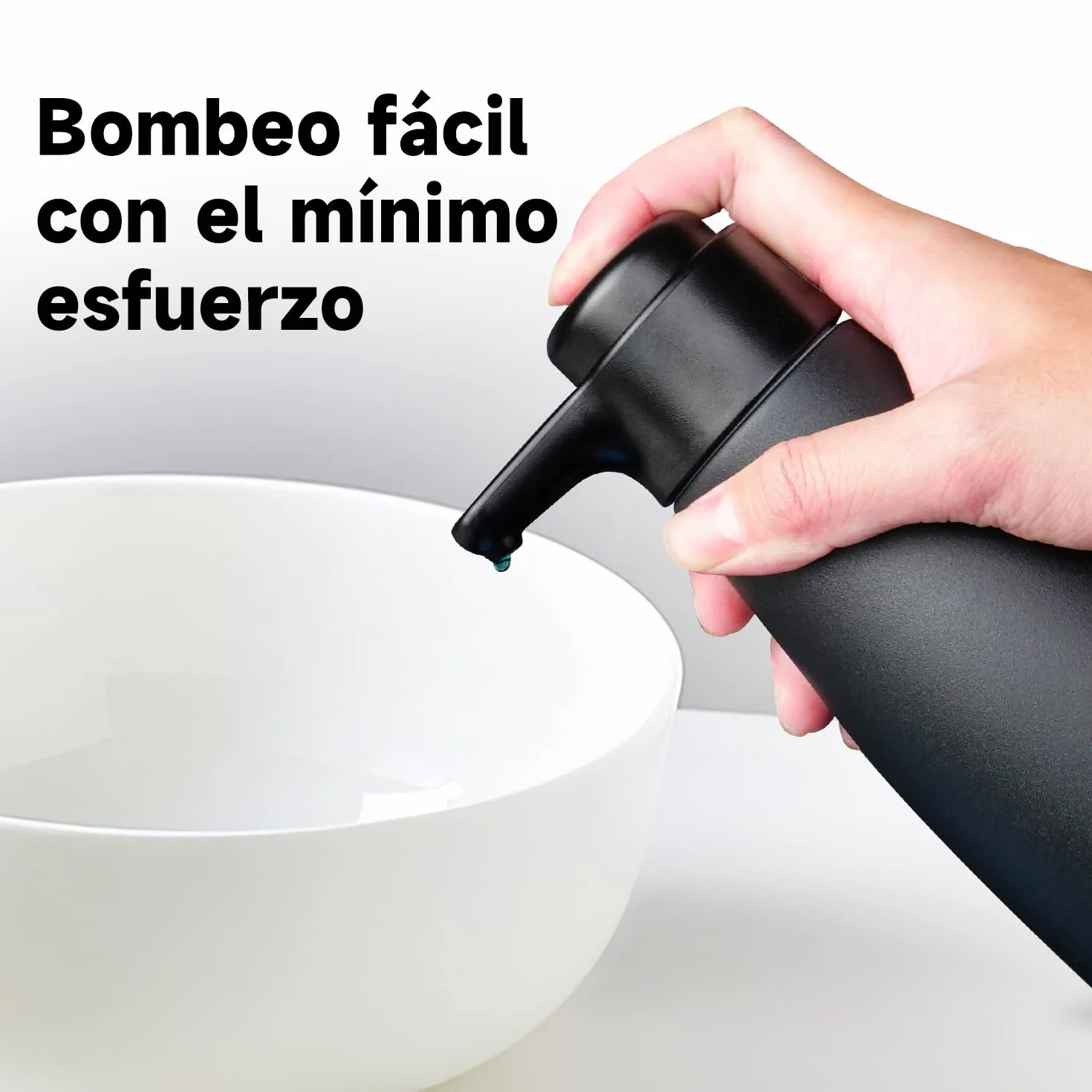 AIKE AK1062 Dispensador de jabón de Cocina de 450 ml, dispensador de jabón líquido de Acero Inoxidable, Herramientas de Cocina Negro Mate