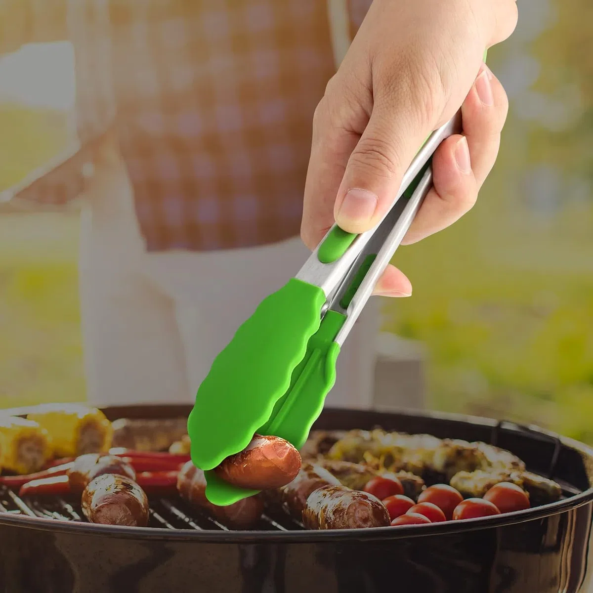 Hotec Pinzas de Cocina de Acero Inoxidable con Puntas de Silicona, 17.8cm, 23cm, 30.5cm,Multicolor