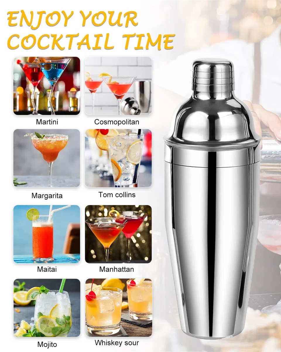 LIVEHITOP Juego Cóctel, Juego Mezclador Cóctel Profesional Acero Inoxidable con Coctelera