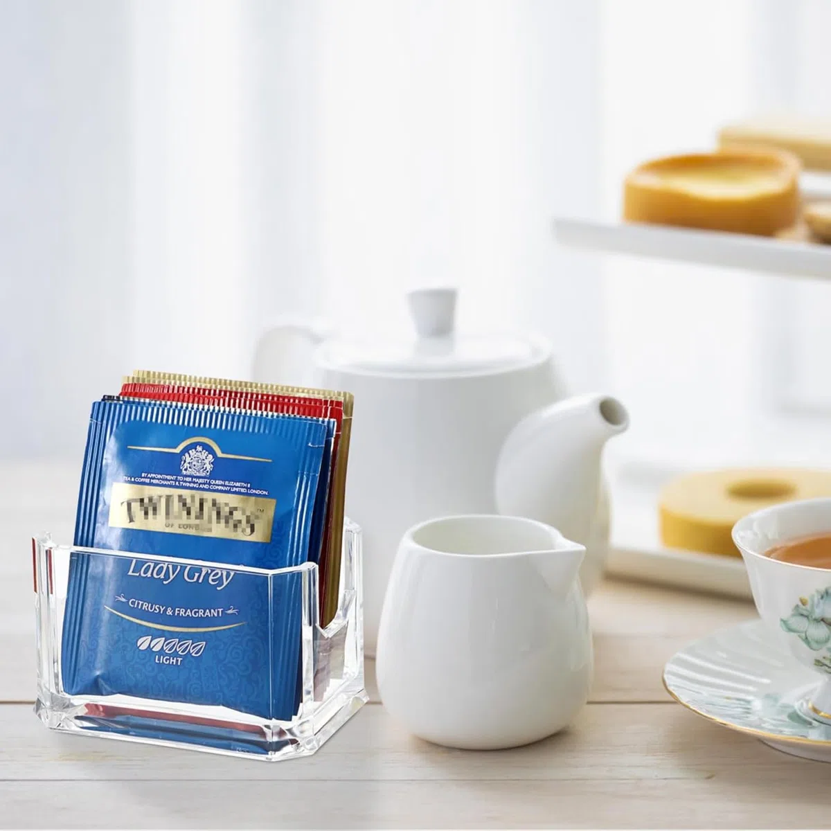 Paquete de 4 soportes para paquetes de azúcar, organizador de bolsas de té, dispensador de condimentos para restaurantes, oficinas, hoteles, cafeterías, reuniones familiares, banquetes de fiesta