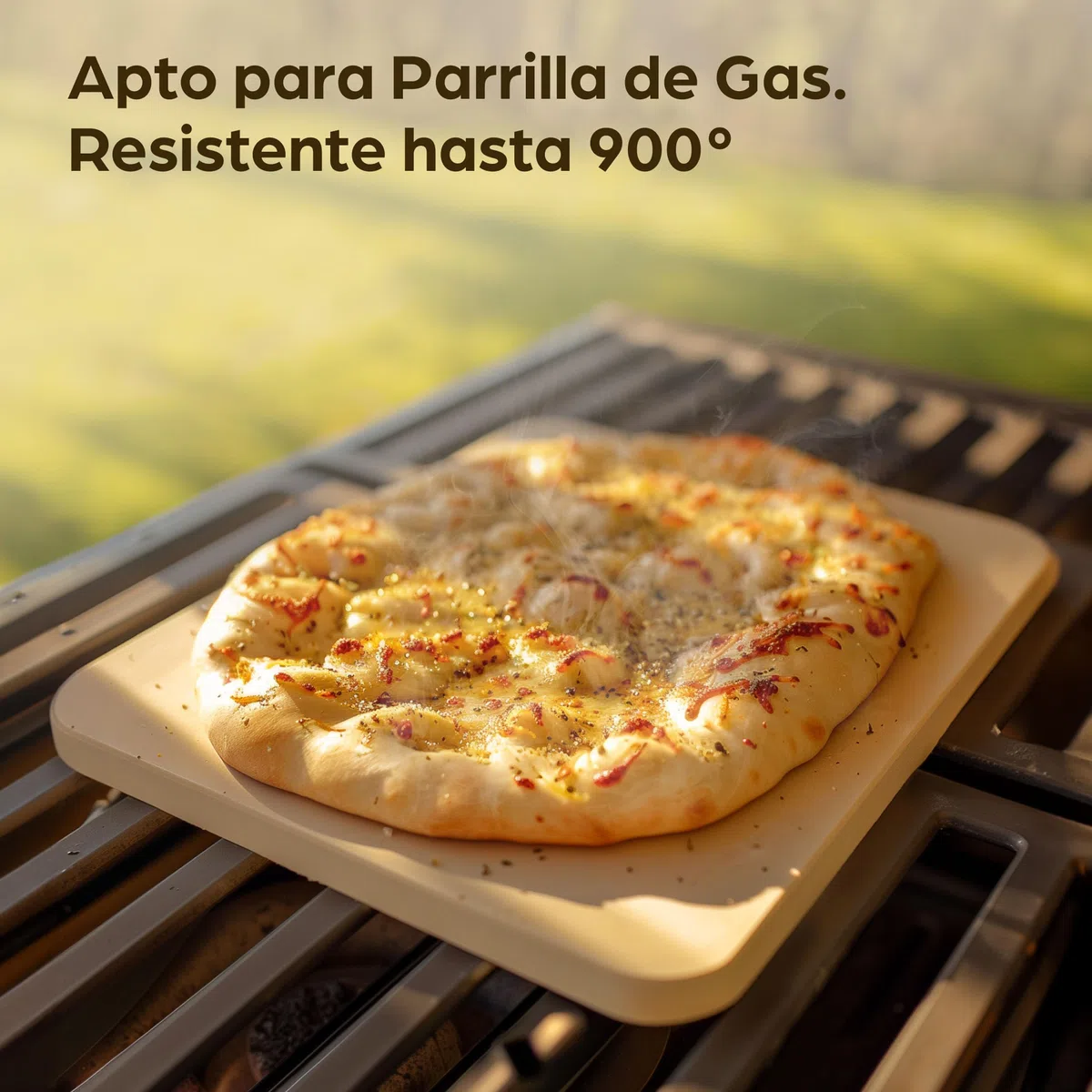 Praknu Piedra para Pizza Horno Rectangular 38x30cm - Piedra Refractaria para Parrilla y Barbacoa de Gas - Para una Masa Crujiente