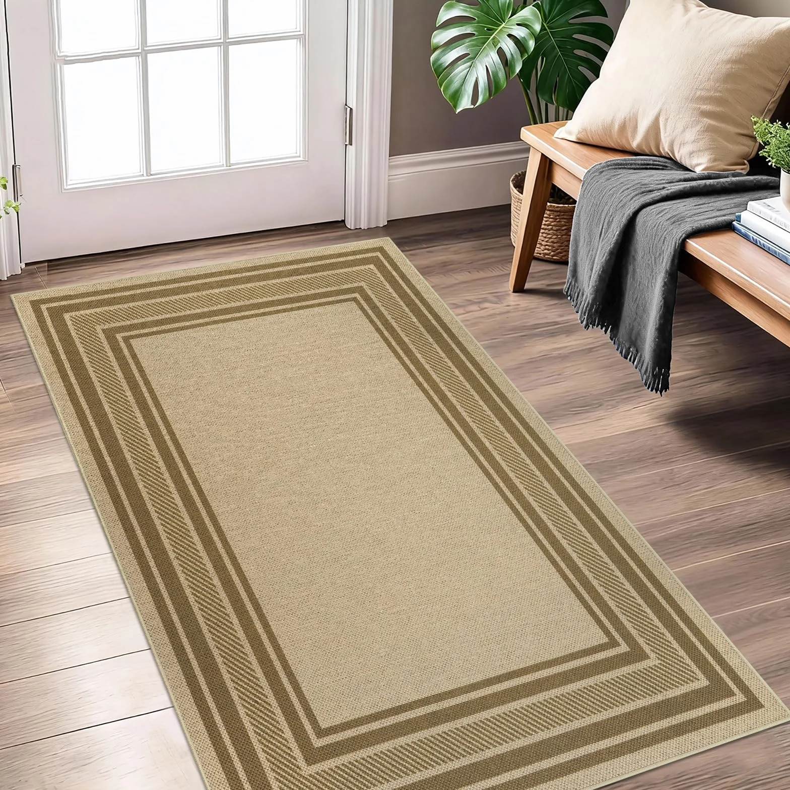 Famibay Alfombra Pasillo 80x150cm Alfombra Yute Exterior Terraza Alfombras Cocina Lavable Antideslizante Natural para Entrada Dormitorio Lavandería Balcón Marrón