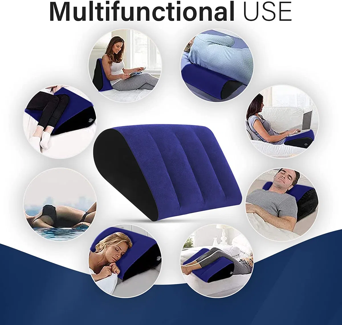 Portátil Almohada de cuña - Cojines para Sofa Cojín Lumbar，Reduce la presión de la Cintura y la Espalda，Almohada Inflable Minimalista