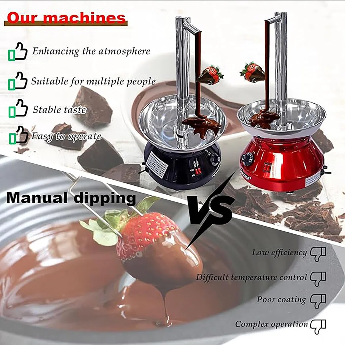 Fuente de chocolate con función de fusión para fiestas y eventos, ideal para bodas y cumpleaños