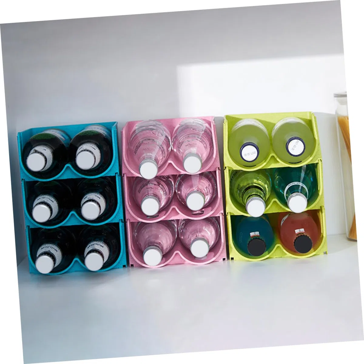 Estante De Cerveza Multifunción Apilable 3 Piezas Organizador De Botellas para Cocina Bar Y Oficina Soporte Estable para Almacenamiento De Bebidas Y Refrescos
