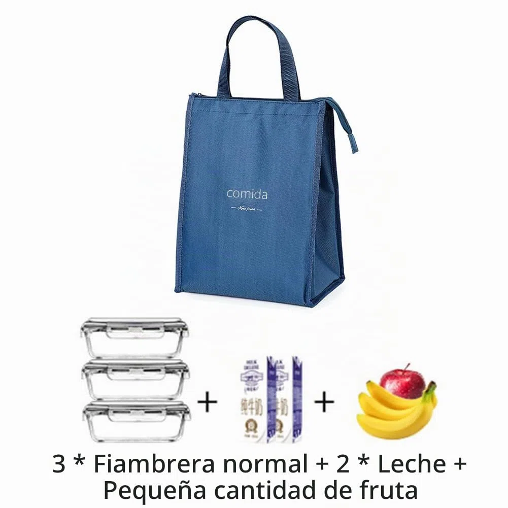 Bolsa de Almuerzo Aislada, Bolsas Térmicas, Bolso de Picnic Plegable, Bolsas Porta Alimentos, Tres Capas de Tela Gruesa, para llevar el Almuerzo al Trabajo, Escuela, Picnic, Azul Marino