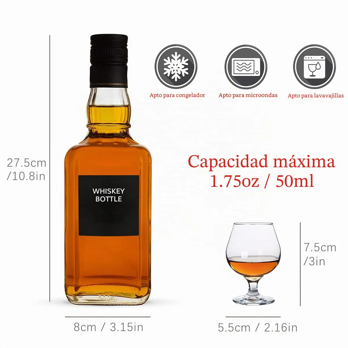 Vasos de chupito de 50 ml, juego de 8 bonitos vasos de coñac, transparentes para chupito, mini vaso de brandy
