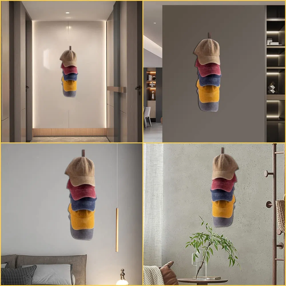 3 soportes para sombreros para gorras de béisbol, organizador de almacenamiento de sombreros de madera montado en la pared, soporte vertical de pared para sombreros, estante de exhibición para puerta