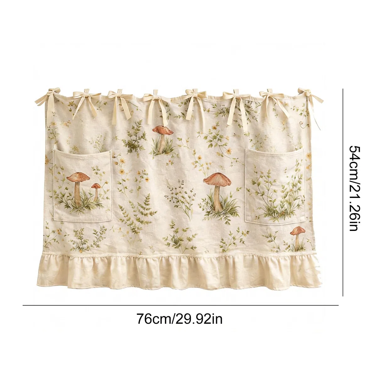 Cortina decorativa rústica para puerta de horno con ribete de volantes y lazos de cinta, cortina de horno para decoración de cocina y casa de campo