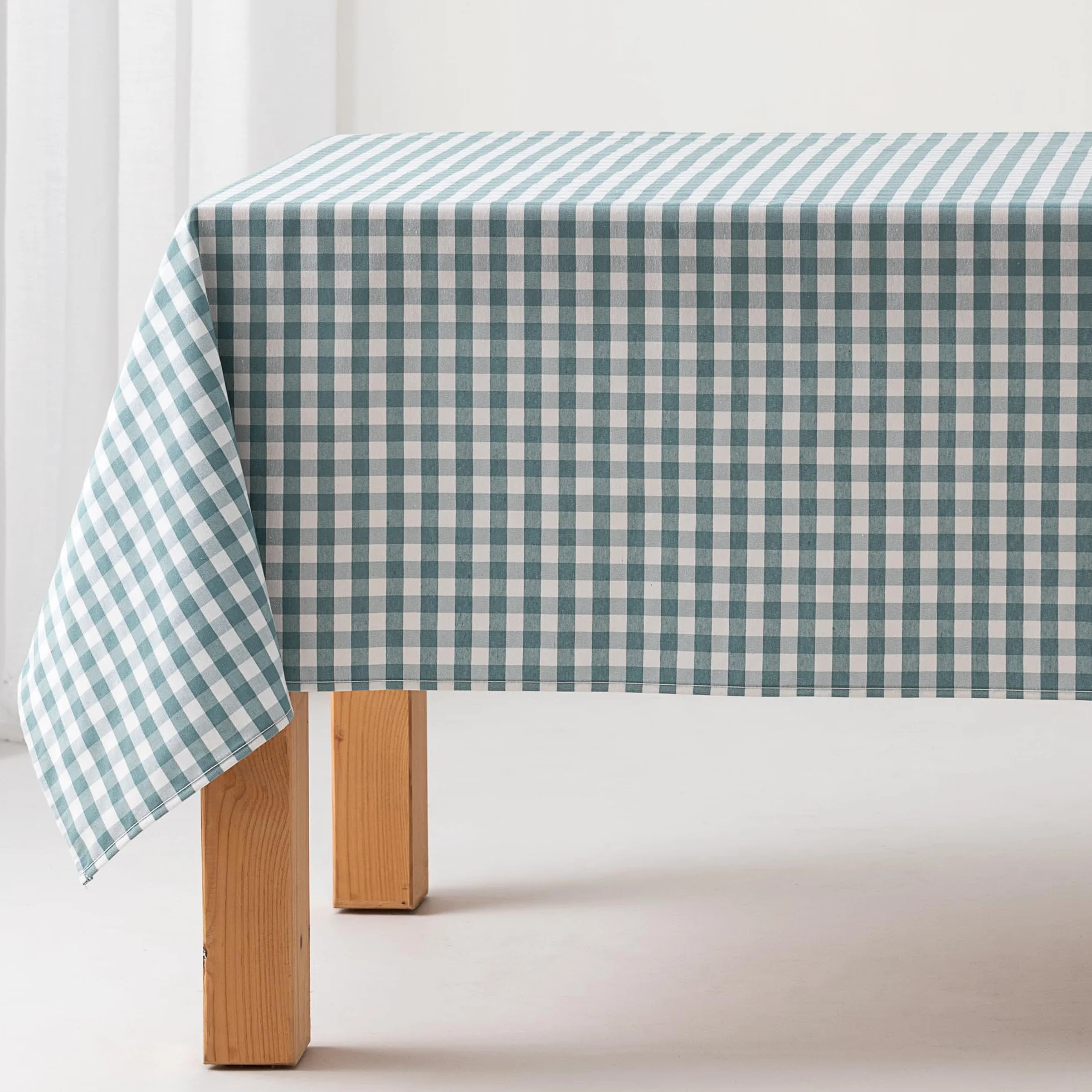 GAMUSI Mantel Antimanchas Tacto Tela Rectangular Cuadro Vichy, algodón Impermeable, 140x180 cm Color Agua