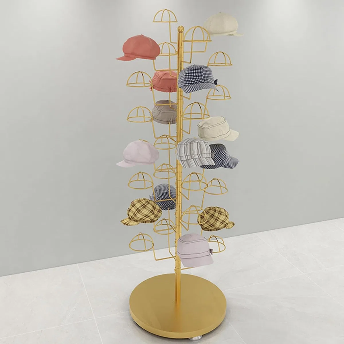TONAUA Sombreros Display Rack,Sombreros Stand Display Metal Hat Rack Stand, Organizador De Almacenamiento De Sombreros, De Pie Libre Head-Wear Caps Stand, Comercial O Uso En El Hogar