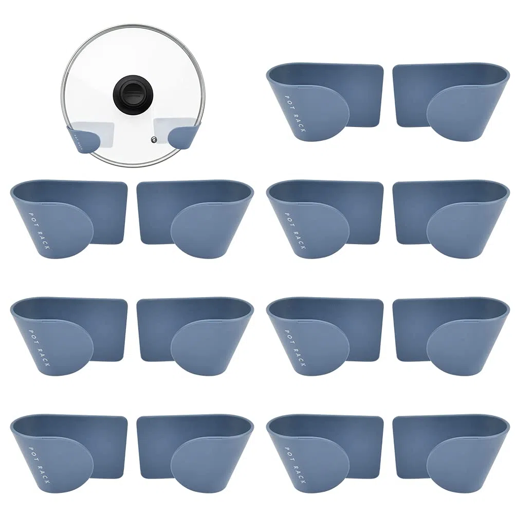 Paquete de 8 Rejilla para Tapas de Ollas de Pared - Soporte y Organizador Grande para Tapas - Estante Azul