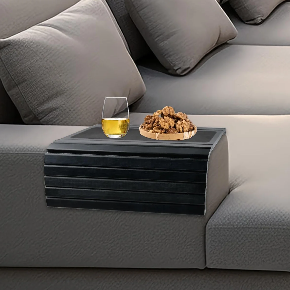 34 x 41,5 cm, bandeja de sofá flexible de madera para reposabrazos de sofá, bandeja de sofá, bandeja para reposabrazos, organizador antideslizante para sofá, bandeja con base antideslizante