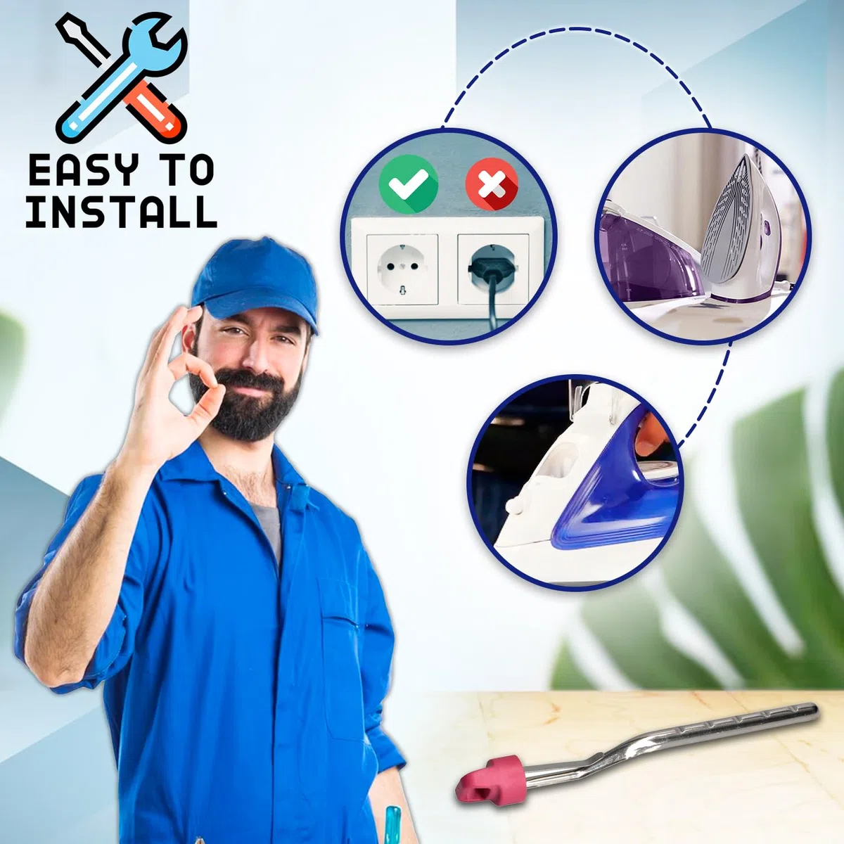 Varilla Descalcificadora para Centro Planchado con Código Original CS-00112641 para Tefal para Moulinex - Garantía de 10 Años - MONTERAL