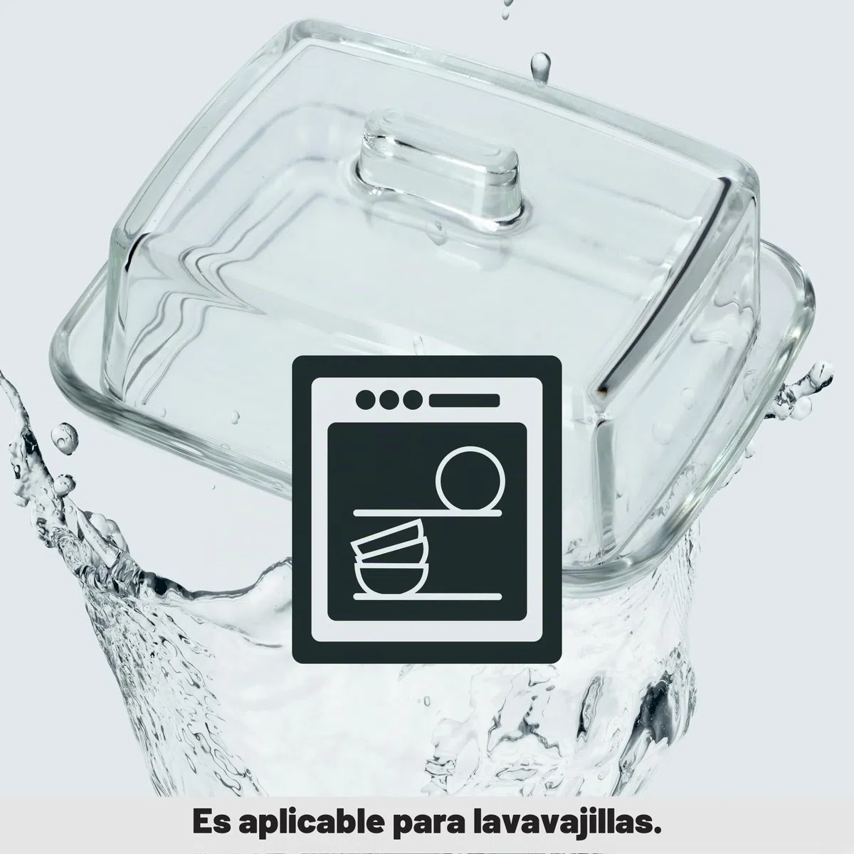 KADAX Mantequera rectangular de cristal con tapa y asa, recipiente para mantequilla apto para lavavajillas (transparente)