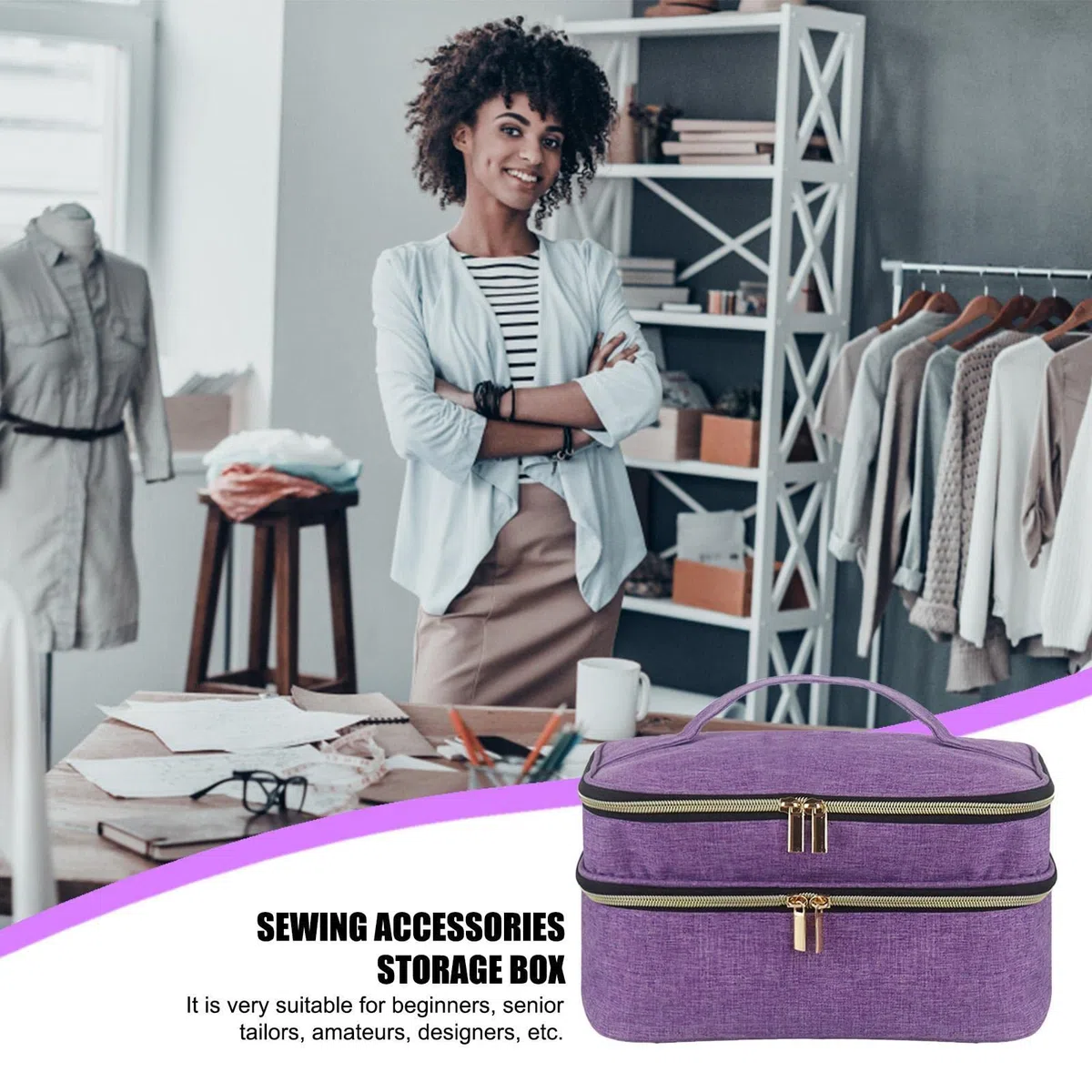 YINA Caja Organizadora de Kit de Costura | Estuche y Cesta de Almacenamiento para Suministros y Accesorios